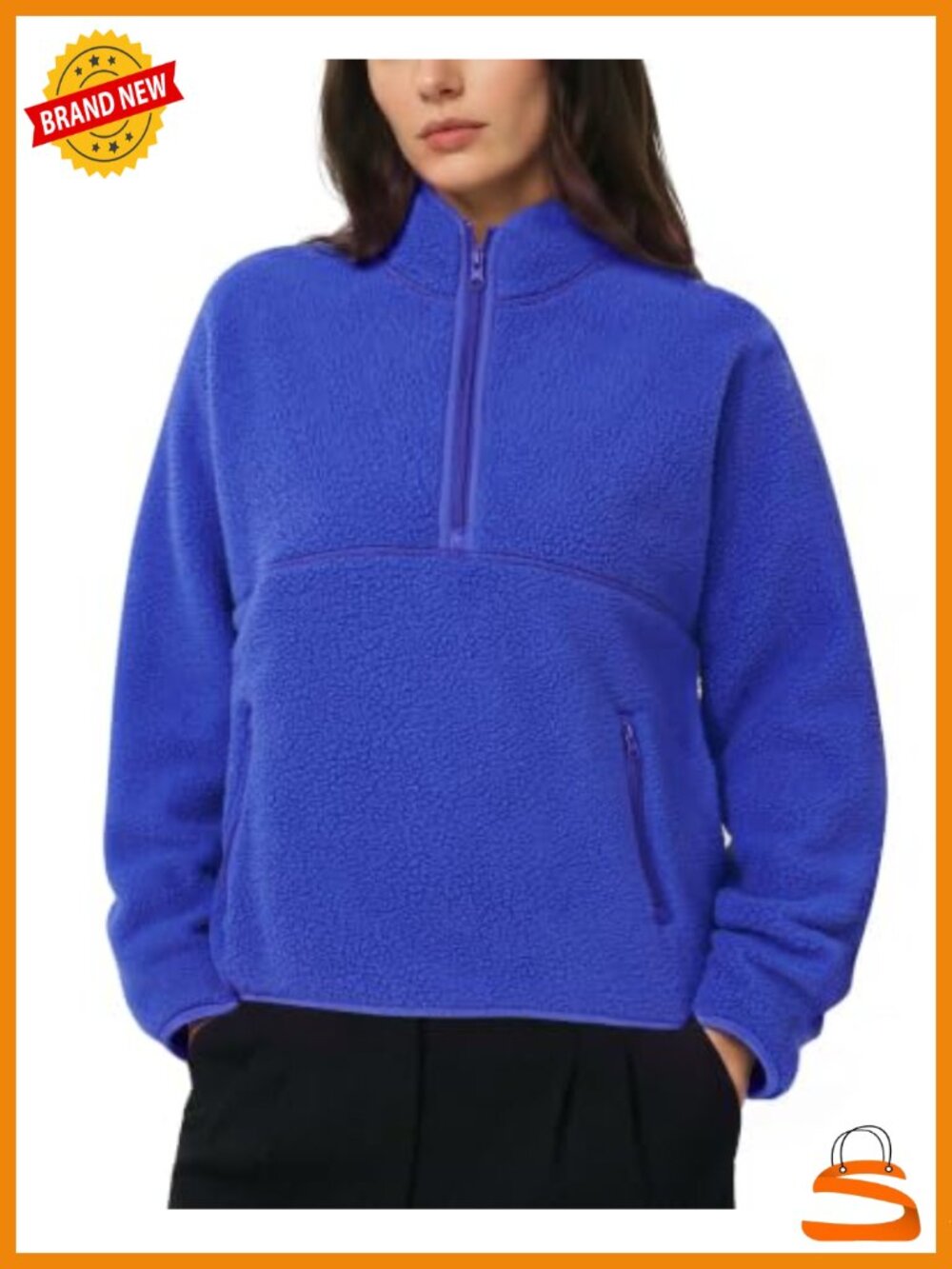 Quarter Zip Fleece Pullover Sweatshirt Fuzzy Sherpa Jacket Mock Neck Cropped